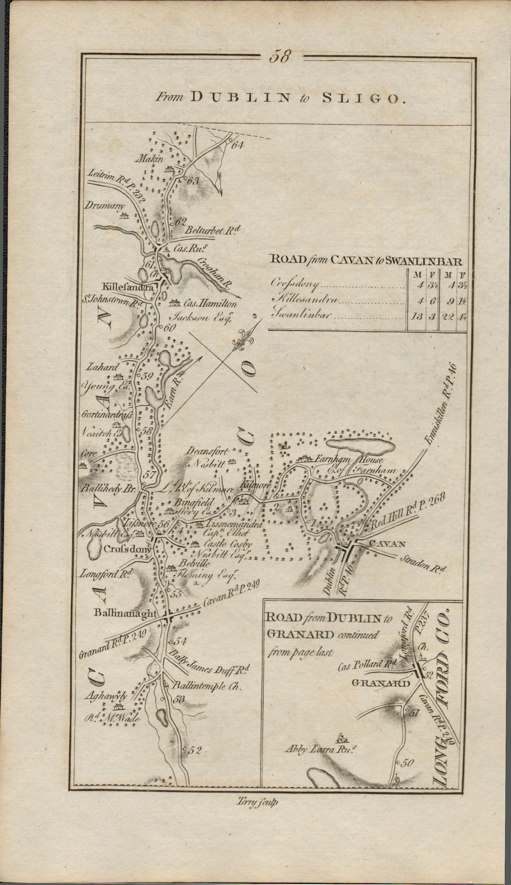 Taylor & Skinner 1777 Ireland Map Dublin to Sligo Granard Etc.
