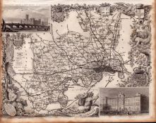 Middlesex Steel Engraved Victorian Thomas Moule Antique Map.