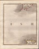 Isle of Man South Douglas, Port Erin John Cary’s Antique George III 1794 Map.