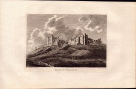 Bambrough Castle Northumberland F. Grose 1783 Antique Copper Engraving.