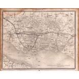 Environs Of Portsmouth Steel Engraved c1850 Victorian Map.