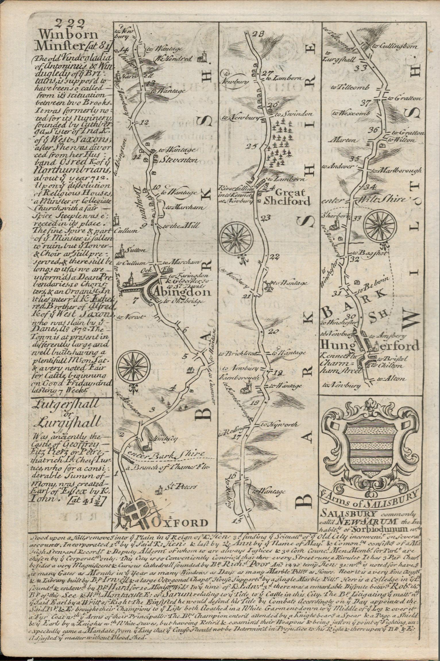 Britannia Depicta E Bowen Rare c1730 Map Berkshire Vale of White Horse Windsor Etc. - Image 2 of 3