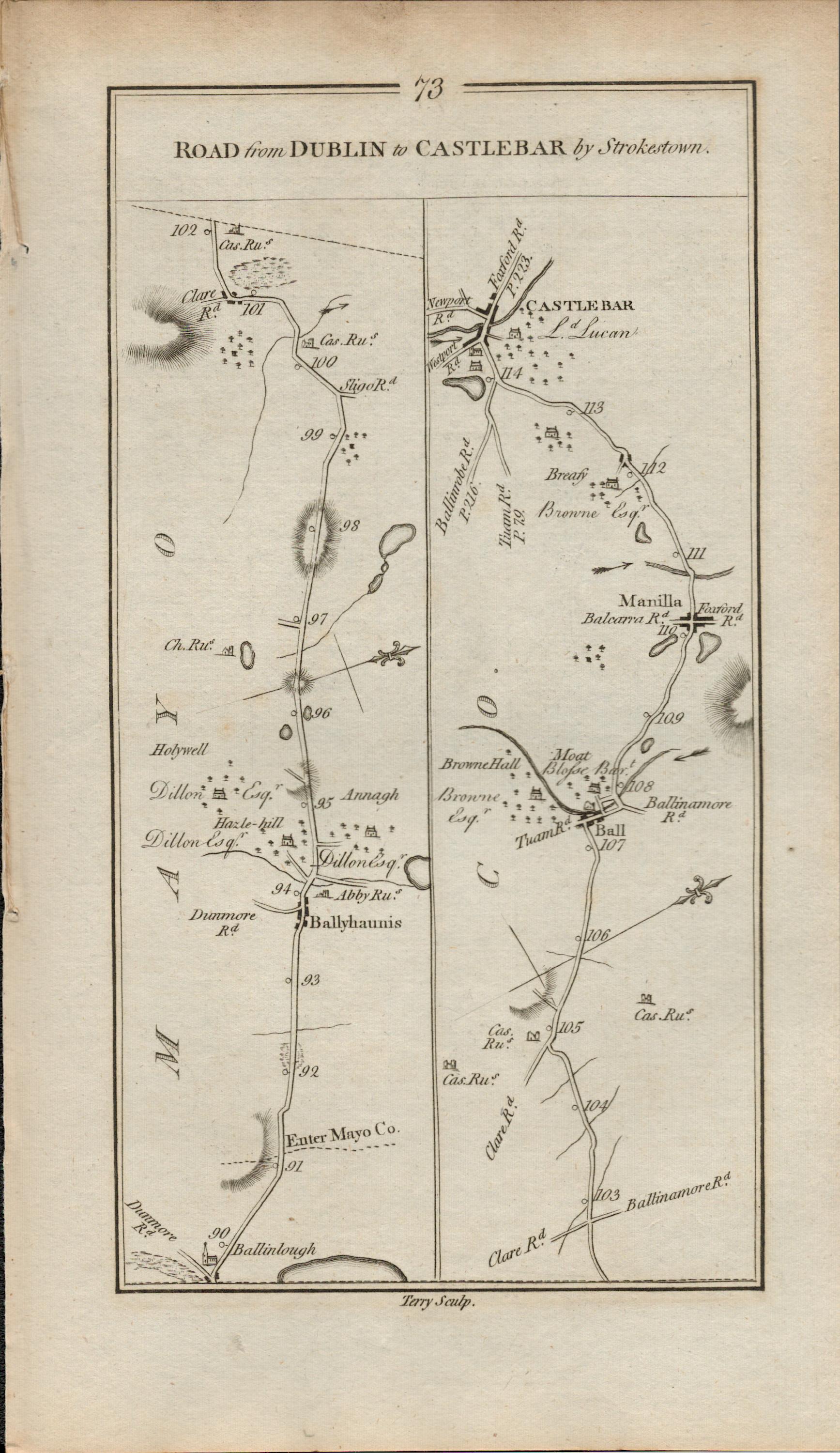 Taylor & Skinner 1777 Ireland Map Co Mayo Ballyhaunis Castlebar Balla Manulla Etc. - Image 2 of 3