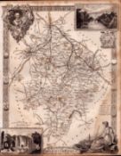 Warwickshire Steel Engraved Victorian Thomas Moule Antique Map.