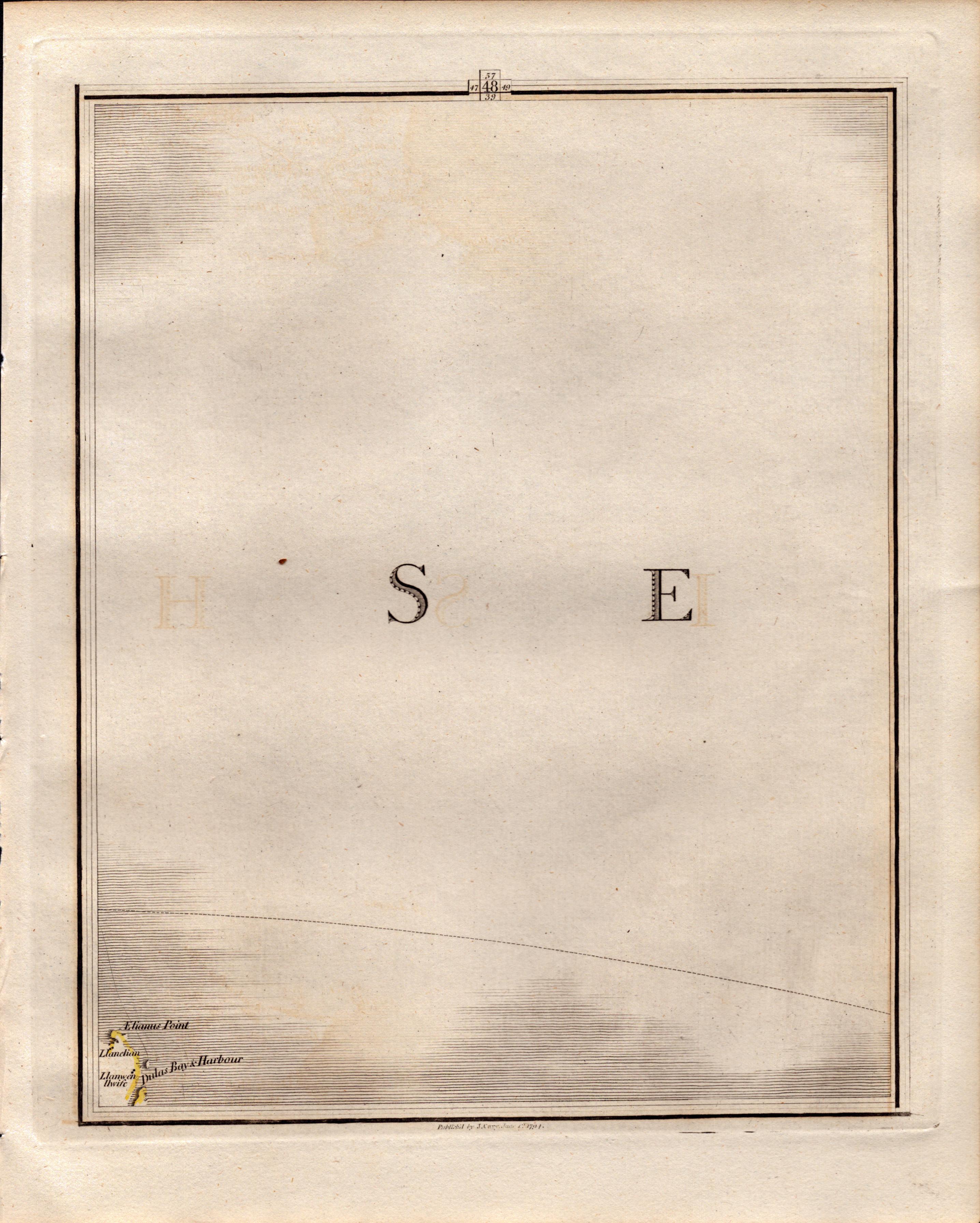 Anglesey Dulas Bay & Harbour John Cary’s Antique George III 1794 Map.