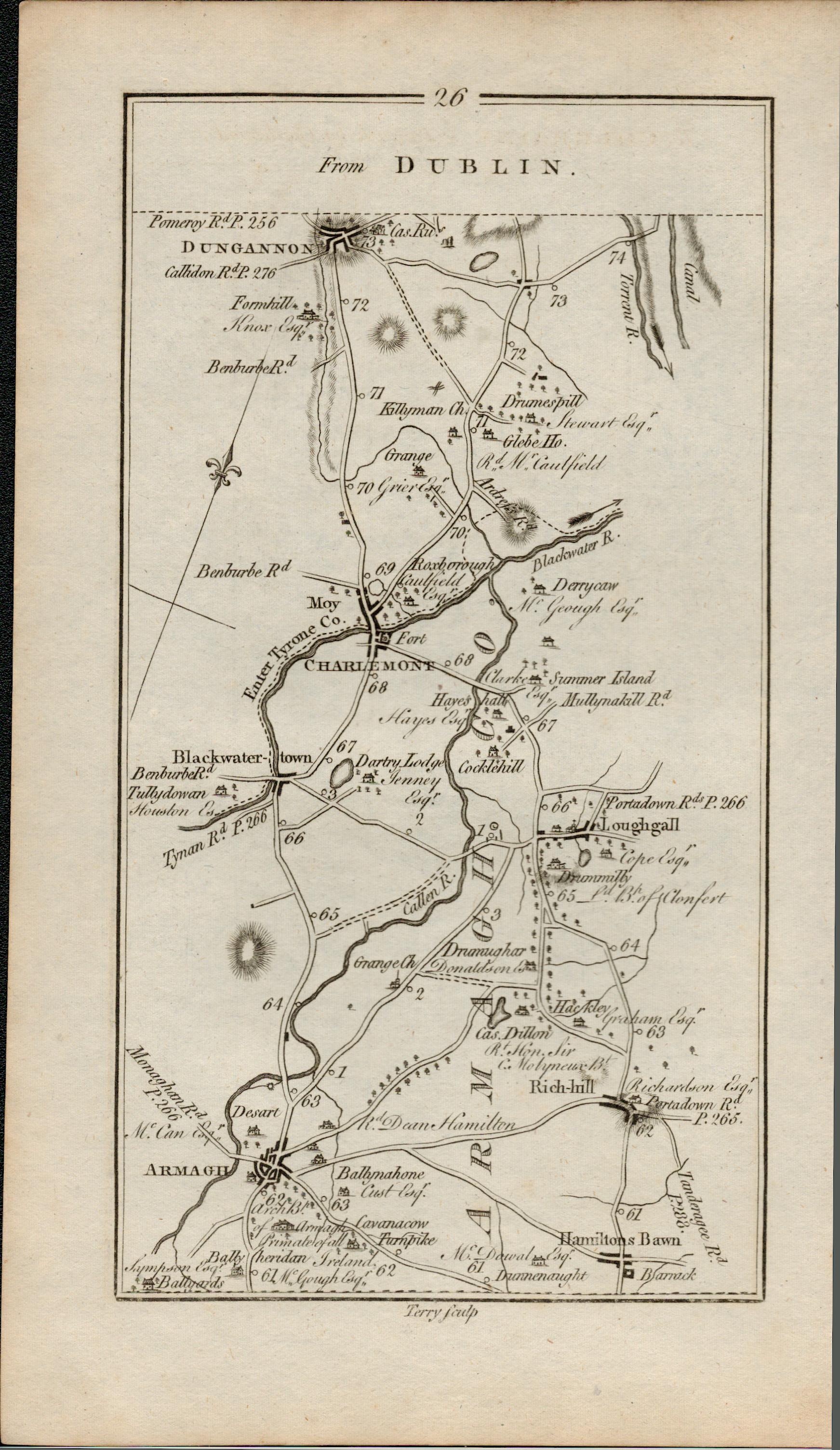 Taylor & Skinner 1777 Ireland Map Mowhan Armagh Loughgaqll Moy Dungannon.