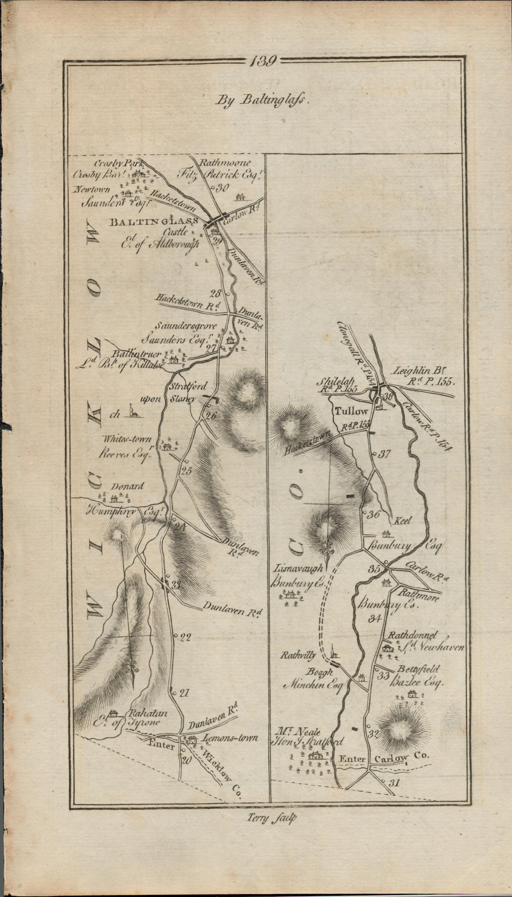 Taylor & Skinner 1777 Ireland Map Dublin Bray Kilcoole Newcastle Co Wexford. - Image 2 of 2