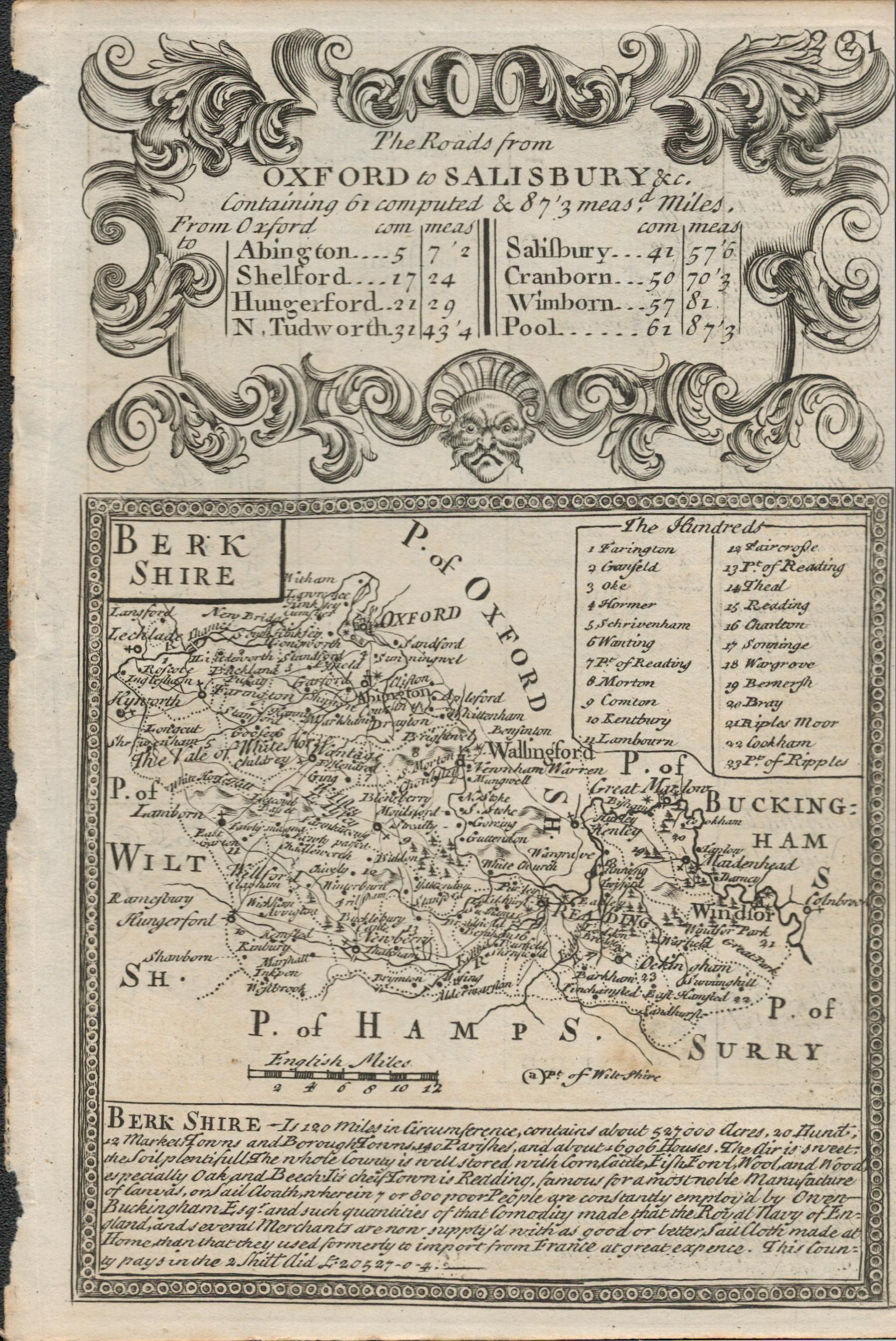 Britannia Depicta E Bowen Rare c1730 Map Berkshire Vale of White Horse Windsor Etc.