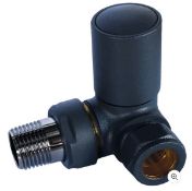 Brand New Boxed Corner Radiator Valve & Lockshield Set Manual Anthracite RRP £45 **No Vat**