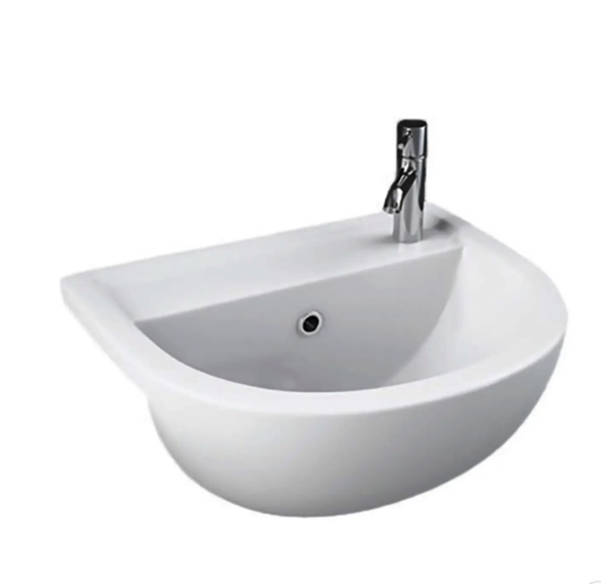 Brand New Boxed Cedar White Semi Recessed Basin with 1 Tap Hole - 400mm RRP £100 **No Vat**