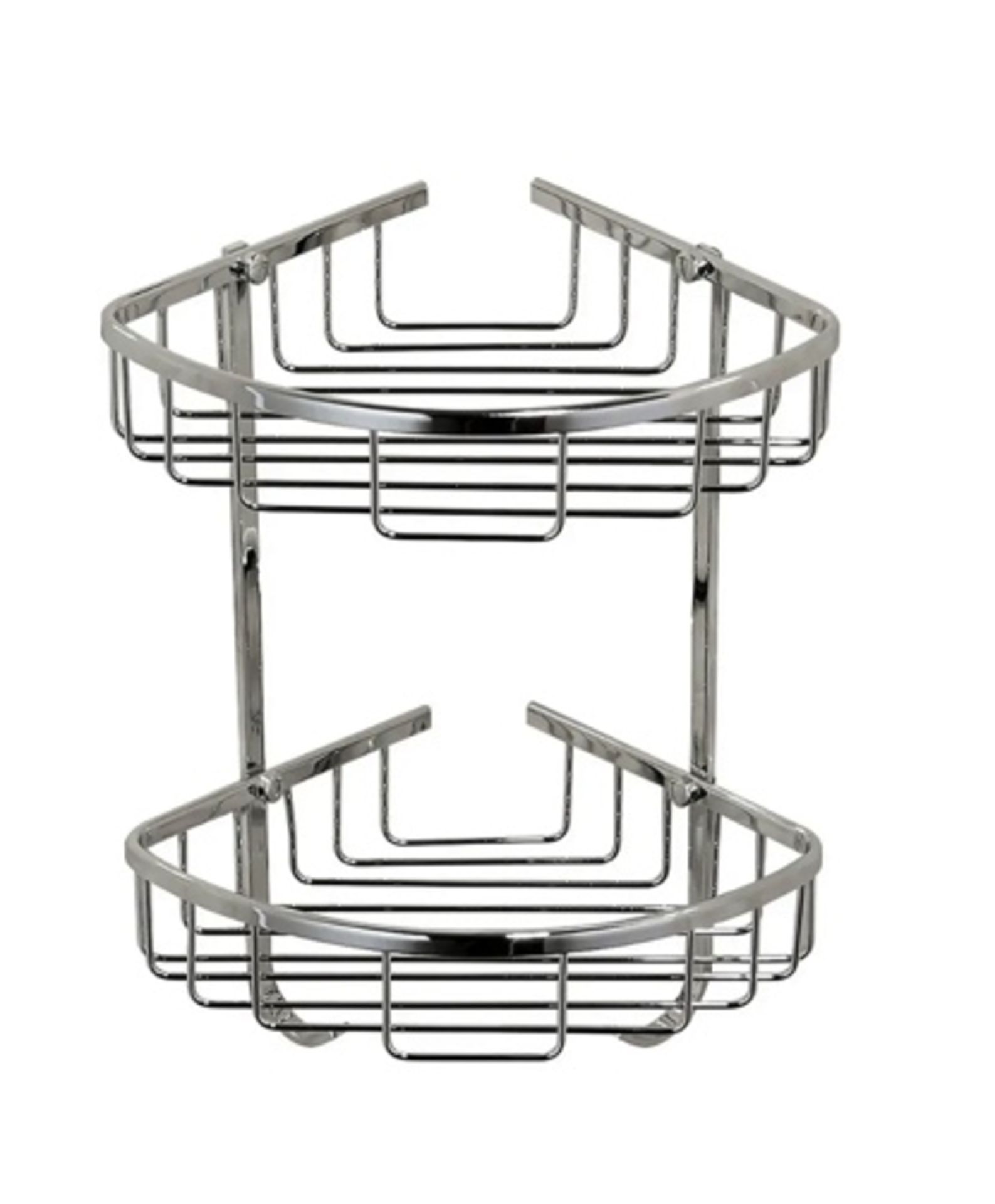 Brand New Boxed Wire Chrome Double Corner Bathroom Storage Basket RRP £60 **No Vat**