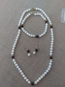 Pearl costume jewellery set, earrings, necklace and bracelet RRP £55.99