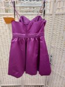 Alfred Angelo knee length satin designer dress 7202 in size 14 violet