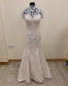 Eternity Bridal fitted wedding dress size 10 in ivory/café. Lace