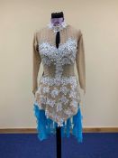 Blue and gold latin dancing dress size 14 approx