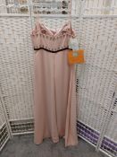 Ronald Joyce designer dress size 16 in blush pink with hazelnut belt