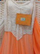 Coral and white ballroom dress child age 12 to 14