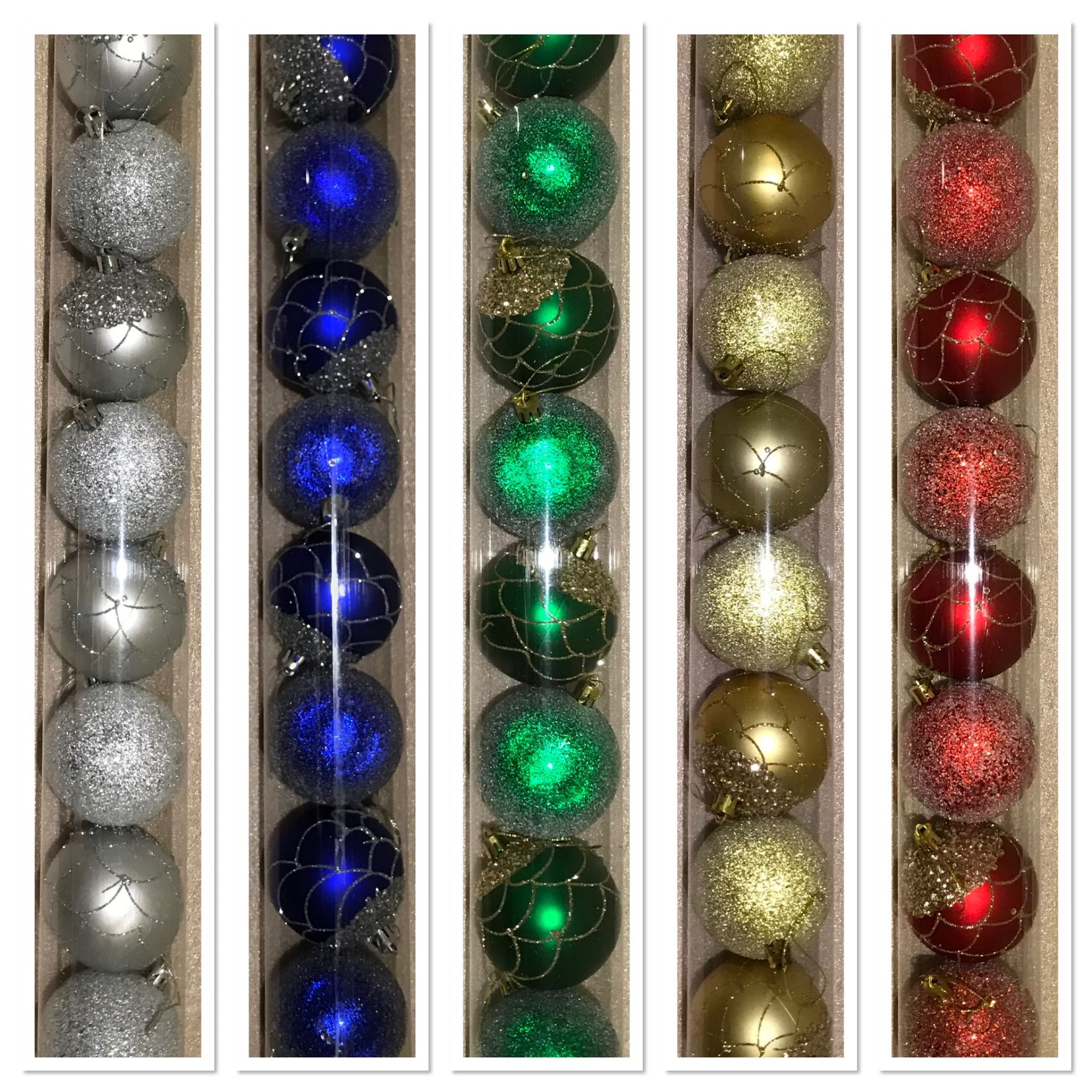 36 x 10 Sets Christmas Glitter Baubles Assorted Colours - Image 2 of 2