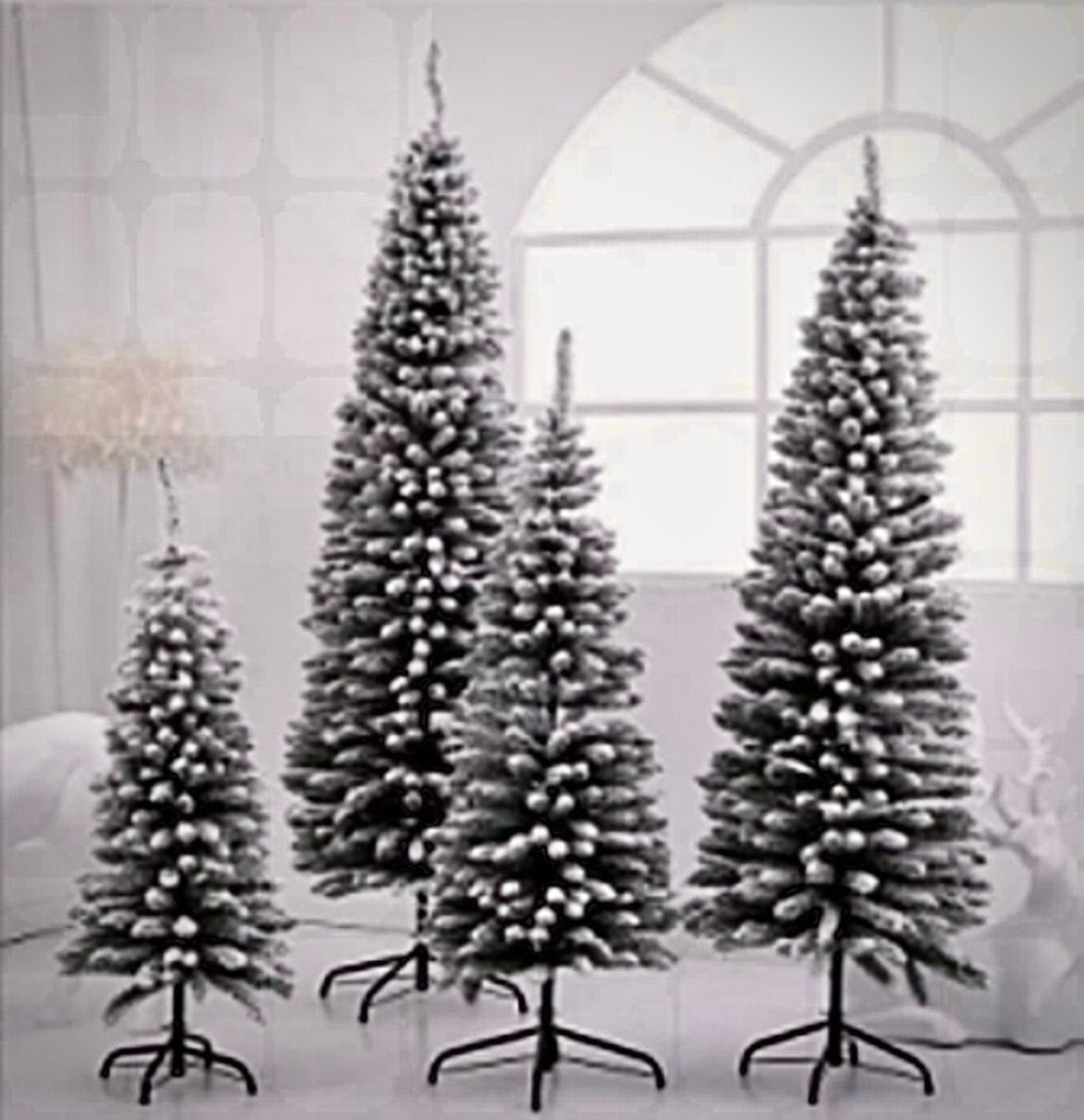 4 x 4ft Christmas Tree Artificial with Snow Frosted Tips Slim Pencil Shape