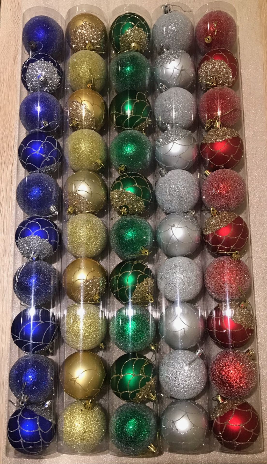 36 x 10 Sets Christmas Glitter Baubles Assorted Colours