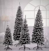 4 x 5ft Christmas Tree Artificial with Snow Frosted Tips Slim Pencil Shape