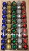 36 x 10 Christmas Glitter Baubles Assorted Colours