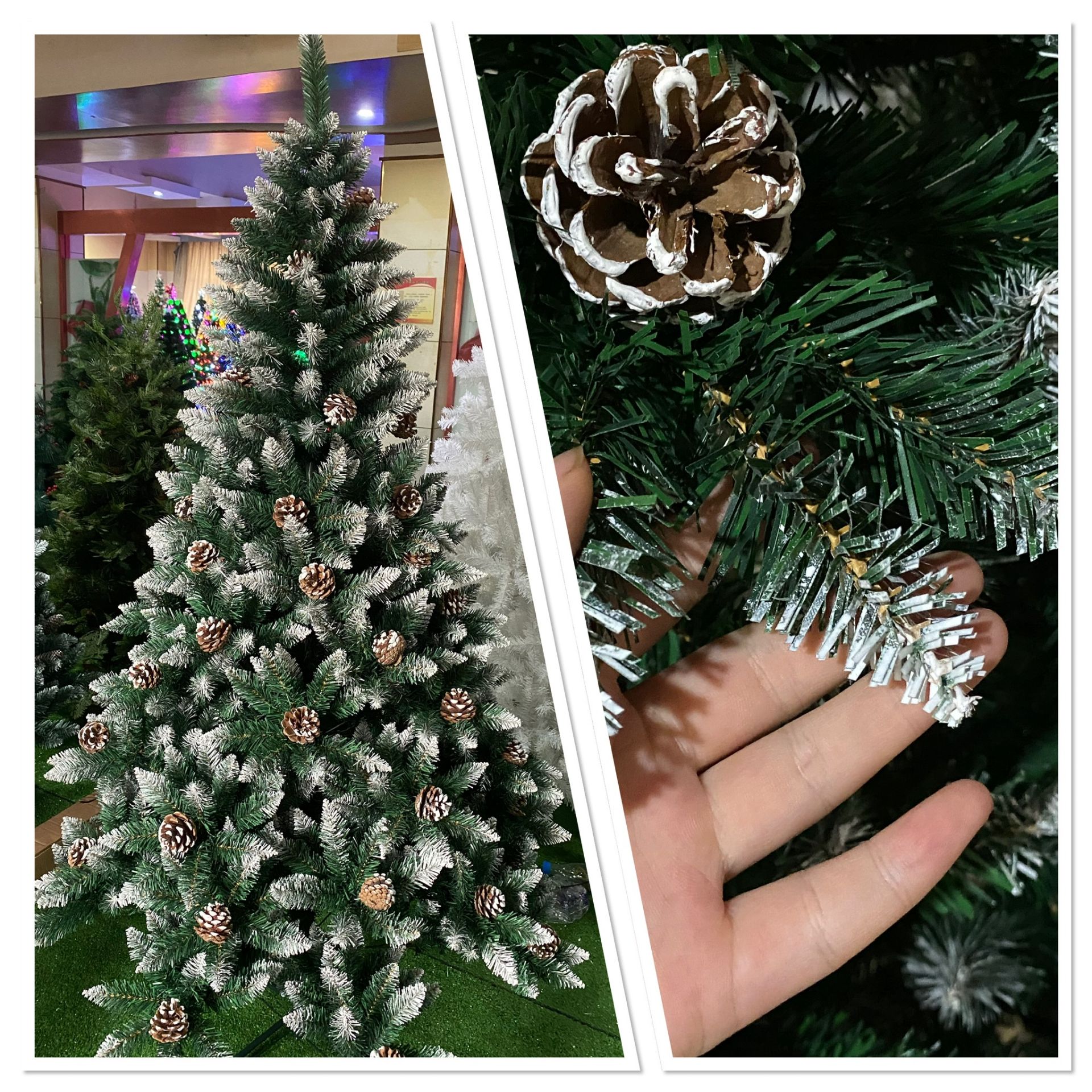 2 x Christmas Tree Artificial with Snow Frosted Tips and Pine Cones 5ft - Image 4 of 4