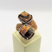 Sterling Silver 8CT Bumble Bee Jasper & Citrine Ring New with Gift Pouch