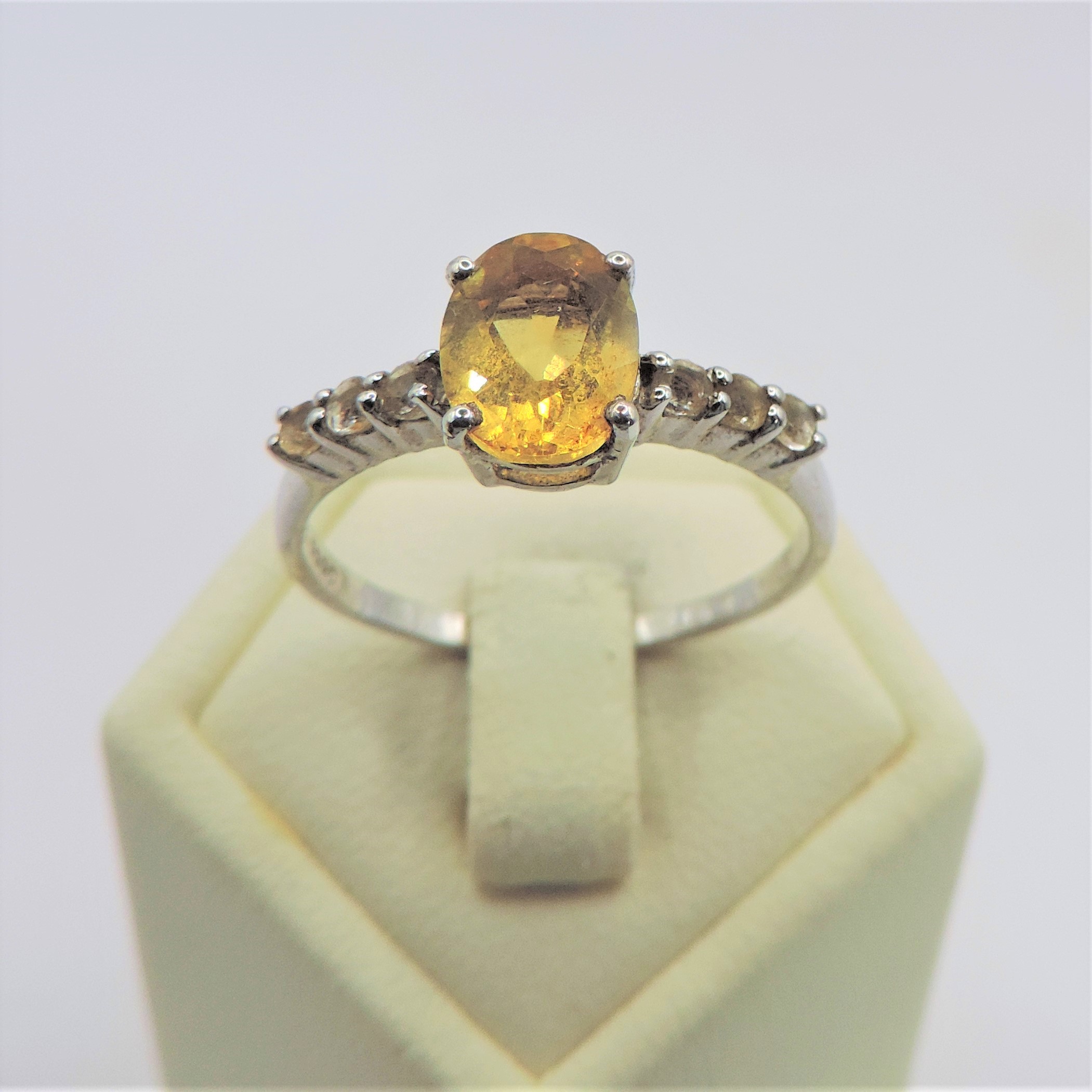 Sterling Silver Citrine & Diamond Ring 'New' with gift pouch