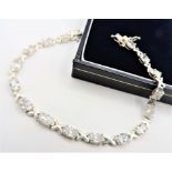 Sterling Silver White Gemstone Bracelet New with Gift Box