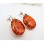 Artisan Sterling Silver Baltic Amber Drop Earrings