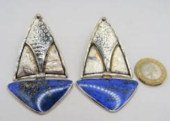 Vintage Charmian Harris Lapis Lazuli Drop Earrings in Sterling Silver