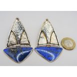 Vintage Charmian Harris Lapis Lazuli Drop Earrings in Sterling Silver