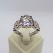 Sterling Silver 3CT Rose de France Amethyst Ring 'New' with Gift Pouch