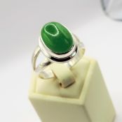 Sterling Silver 7.2 ct Green Jade Ring New with Gift Pouch