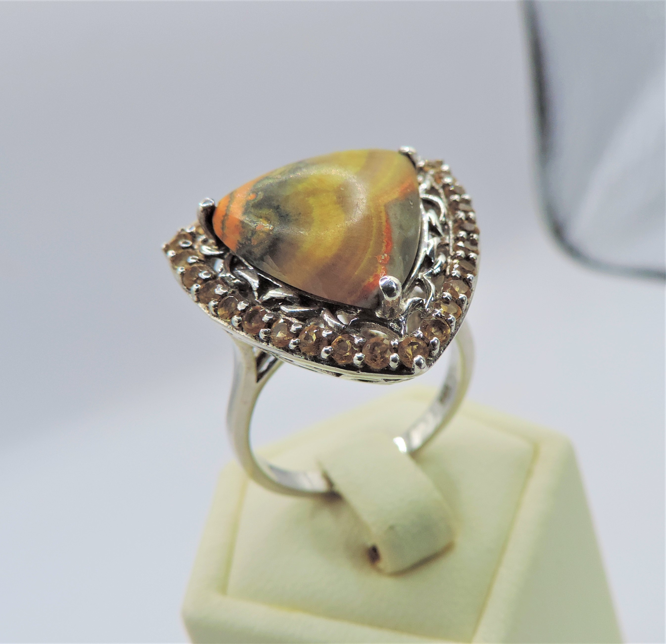 Sterling Silver 8CT Bumble Bee Jasper & Citrine Ring New with Gift Pouch - Image 6 of 7