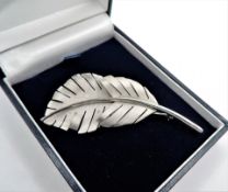 Artisan Sterling Silver Leaf Brooch