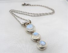 Vintage Artisan Sterling Silver Moonstone Pendant Necklace