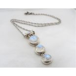 Vintage Artisan Sterling Silver Moonstone Pendant Necklace