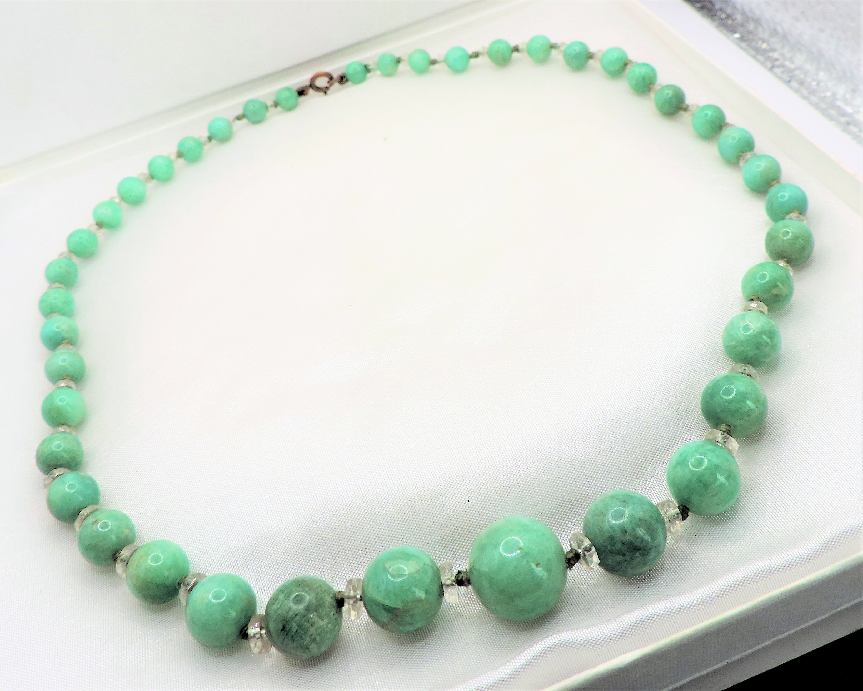 Antique Graduated Amazonite Beads Gemstone Necklace c.1920's Art Deco - Image 3 of 6