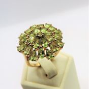 Gold on Sterling Silver 5CT Peridot Cluster Ring New with Gift Pouch