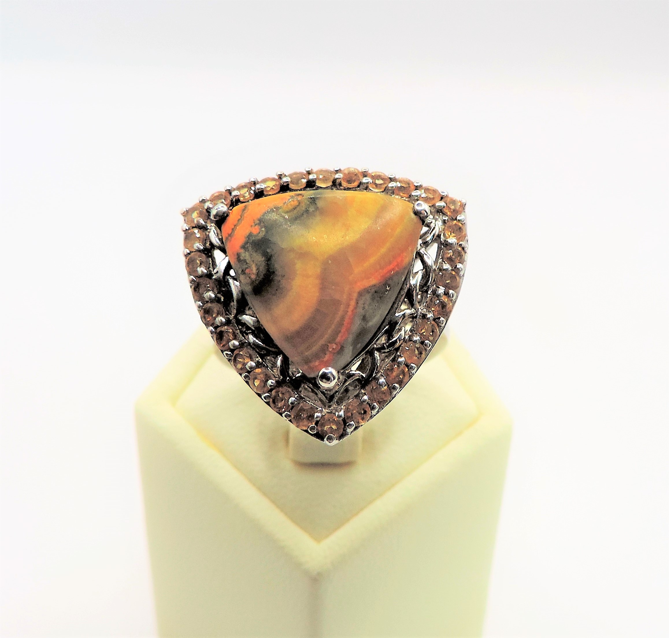 Sterling Silver 8CT Bumble Bee Jasper & Citrine Ring New with Gift Pouch