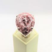 Large Modernist Sterling Silver 35CT Pink Thulite Ring New with Gift Pouch