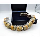 Artisan Sterling Silver 75CT Bumble Bee Jasper Tennis Bracelet