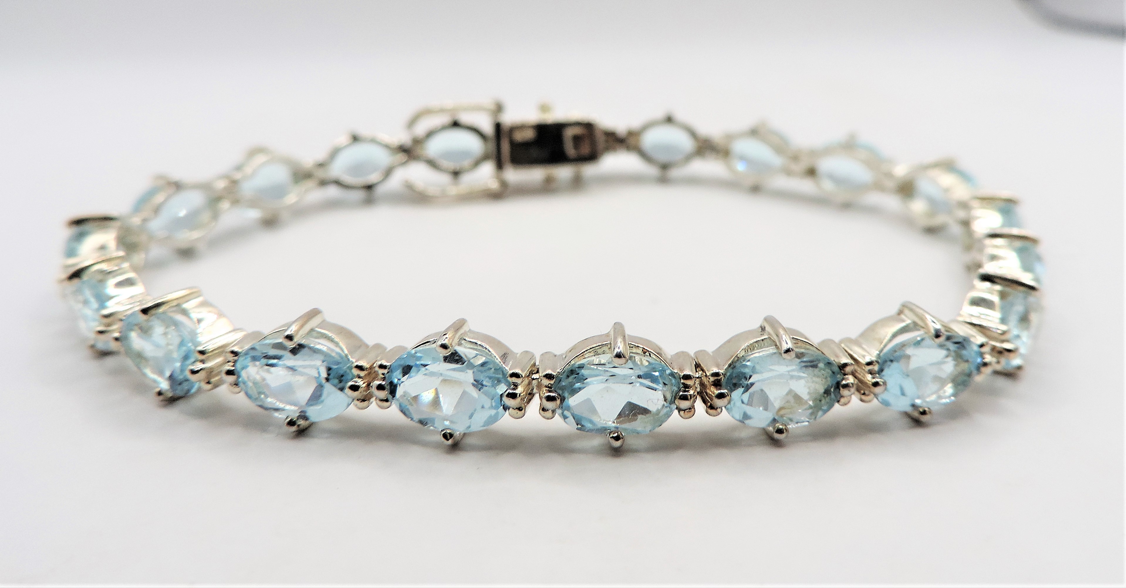Sterling Silver 22CT Blue Topaz Bracelet 'New' with Gift Box
