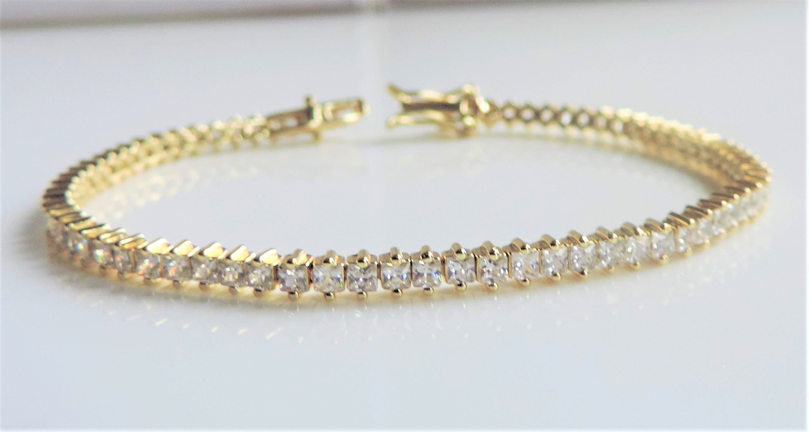 Gold on Sterling Silver Tennis Bracelet 'New' with Gift Box - Image 2 of 3