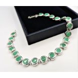 New Sterling Silver 21 Emerald Gemstone Tennis Bracelet 10CTS