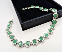 New Sterling Silver 21 Emerald Gemstone Tennis Bracelet 10CTS