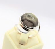 C. 1970's Artisan Cabochon Gemstone Ring in Sterling Silver