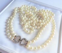 Double Strand Pearl Necklace Pearls 26"""" Long New with Gift Box